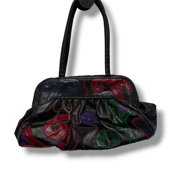 Vintage Handbags - Vintage Patchwork Snakeskin Leather Shoulder Bag